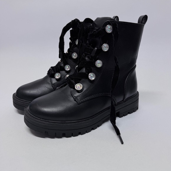 art class Other - Art Class Girls Black Combat Boots Velvet Laces Crystal Eyelets Size 1